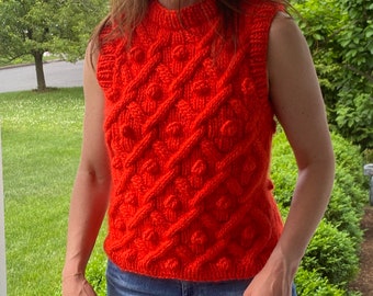 KNITTING PATTERN- Crazy Love Vest.  Chunky Cable Vest.  Sleeveless sweater download