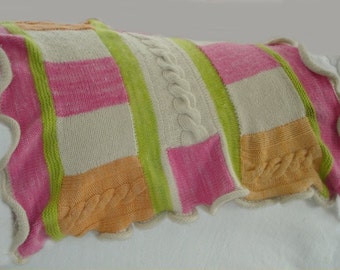Patchwork Baby Blanket Knitting Pattern: Cabled Ruffle Design (PDF Pattern)