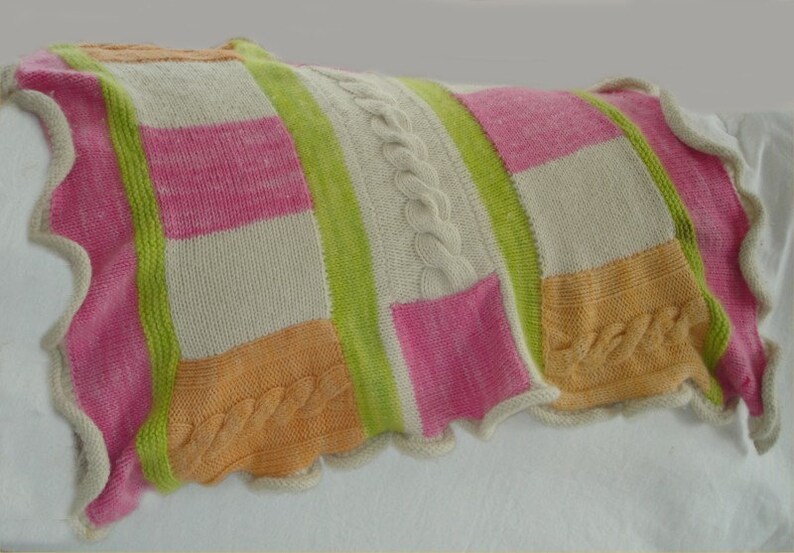KNITTING PATTERN Patchwork Baby Girl Blanket pdf knitting pattern image 1