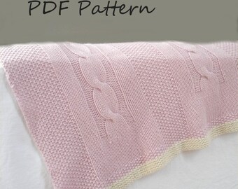 KNITTING PATTERN- Classic Baby Blanket, download knitting pattern