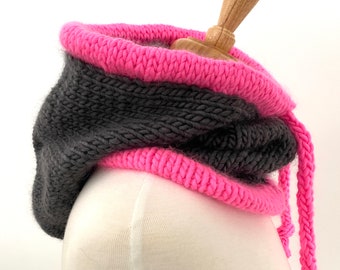 Hand Knit. The Streetwear Snood.  Slouchy Hood.  Cowl.  Scarf.  Super soft wool