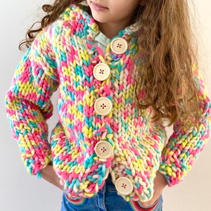 KNITTING PATTERN-  Kids Knit Bomber cardigan  Doll Knit Bomber.  Ages 2-12 and doll size