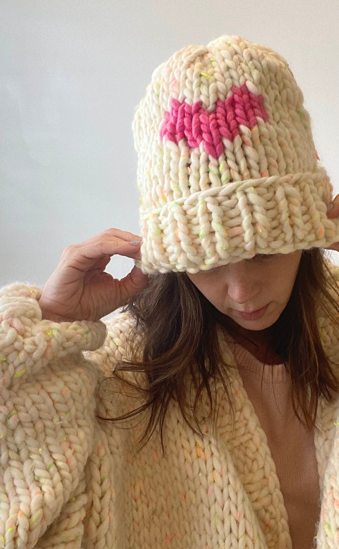 Big Love Heart Hat Knitting Pattern - Super Bulky Yarn (PDF Pattern) - Etsy