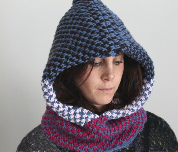 Knitting Pattern Slip Stitch Hooded Cowl Pdf Knitting Pattern