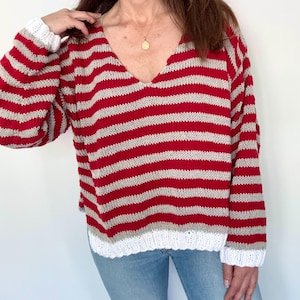 KNITTING PATTERN- Simple Happy Pullover. V-neck knitting sweater pattern