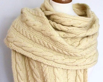 Knitting PATTERN- Cabled Wrap, Shawl PDF knitting pattern