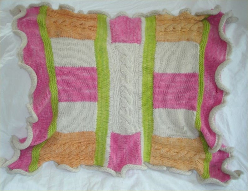 KNITTING PATTERN Patchwork Baby Girl Blanket pdf knitting pattern image 3