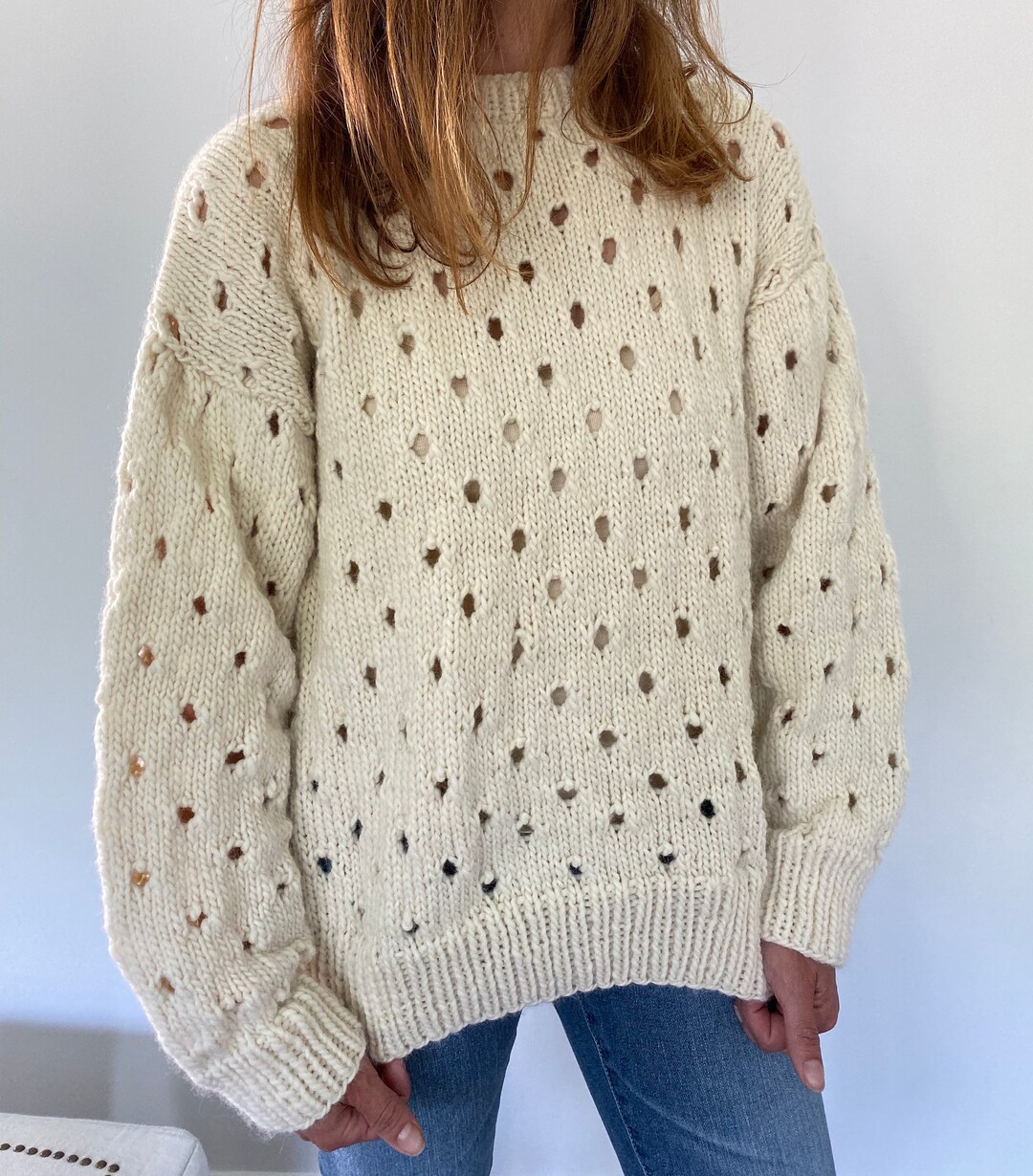 KNITTING PATTERN the Eyelet Sweater. Download Knitting Pattern