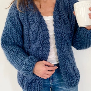 KNITTING PATTERN- Bulky Cable Cardigan.  PDF download Sweater knitting pattern.