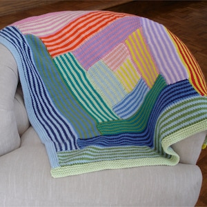 KNITTING PATTERN- Striped Log Cabin Baby Blanket pdf knitting pattern