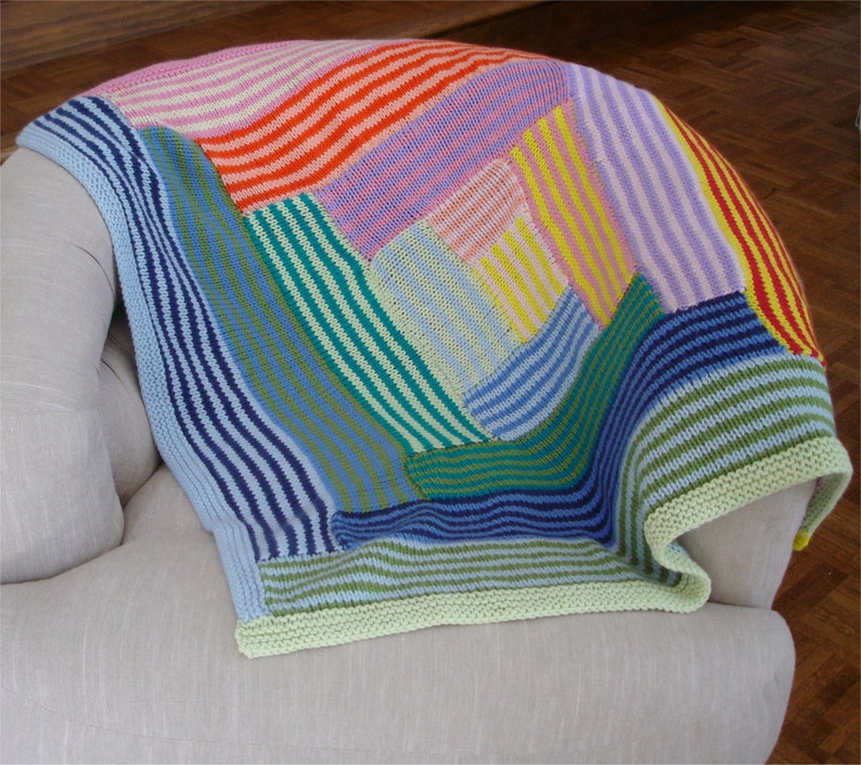 KNITTING PATTERN Striped Log Cabin Baby Blanket Pdf Knitting Pattern Etsy