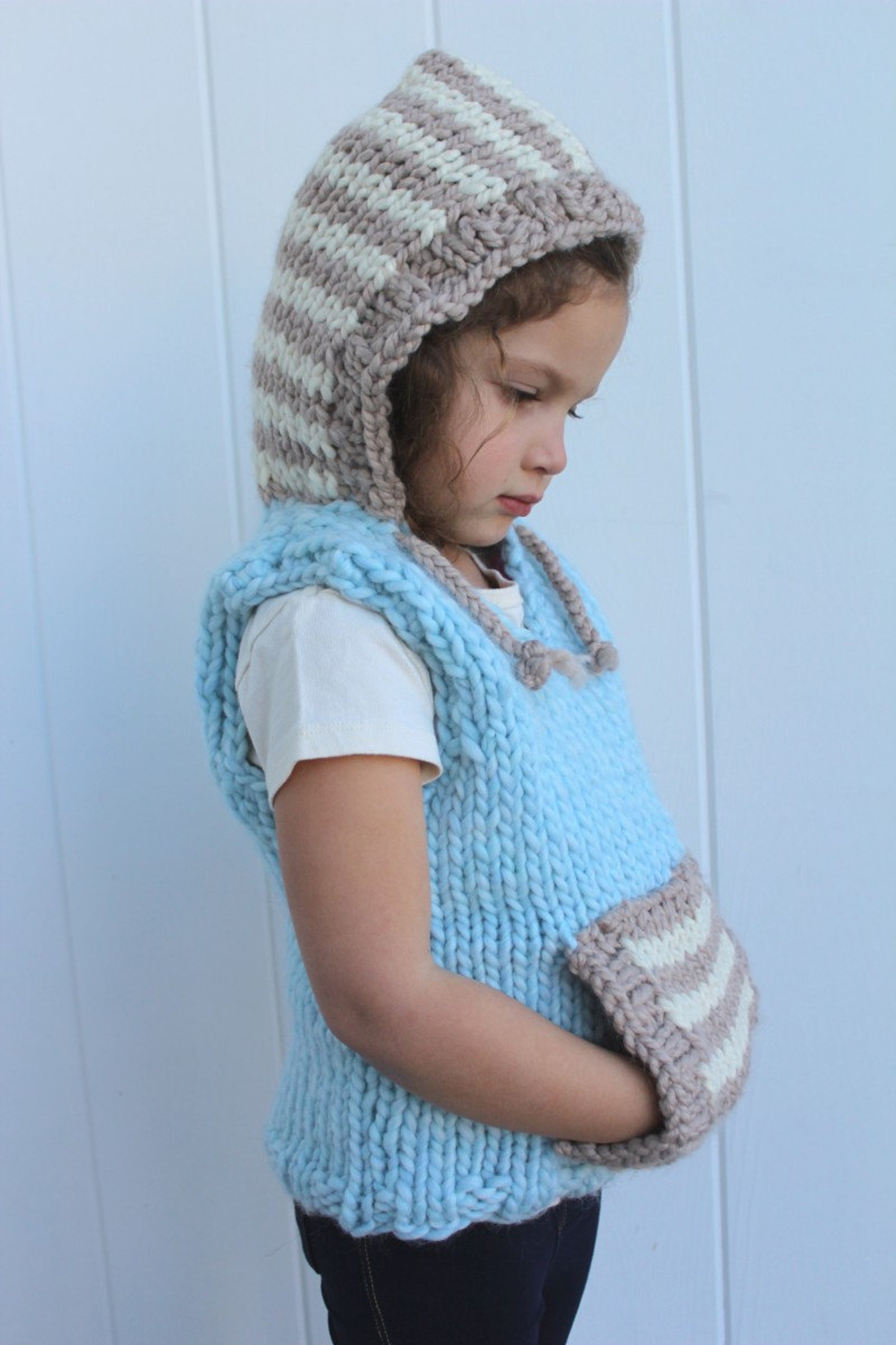 KNITTING PATTERN the Hoodie Vest PDF Knitting Pattern child Etsy
