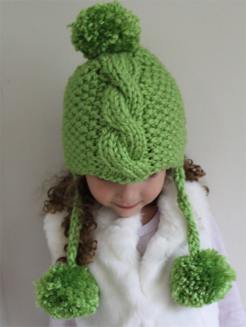Hat KNITTING PATTERN Pom Pom Hat Toddler Child and Adult Etsy
