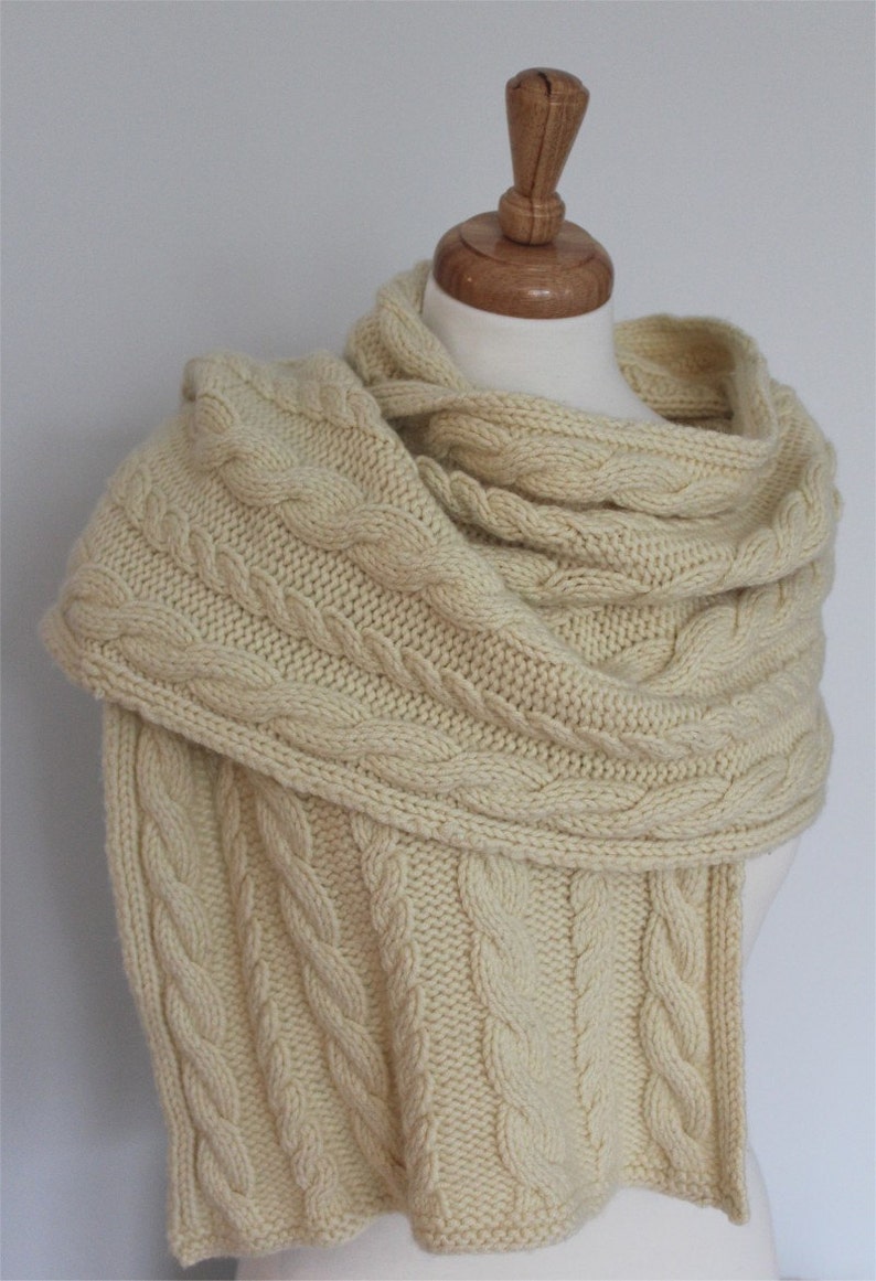 Knitting PATTERN Cabled Wrap Shawl PDF Knitting Pattern | Etsy