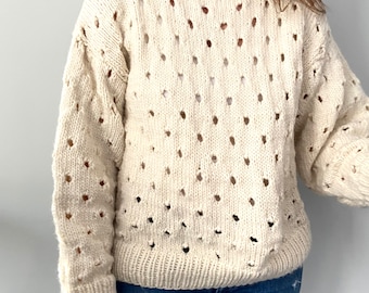 KNITTING PATTERN- The Eyelet Sweater.  Chunky fun pattern.