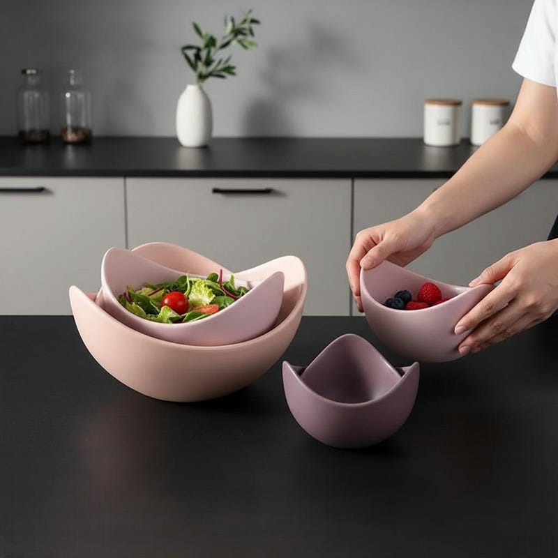 Lotus Ceramic Bowl Dishes And Plates Sets - Creative Fruit Plate Simple Zen Decor Storage (AK7)(F61)