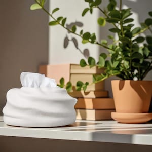 Modern Wavy Ceramic Tissue Box Cover | Minimalist Decorative Tissue Holder for Decor | Handmade Sculptural Tissue Dispenser