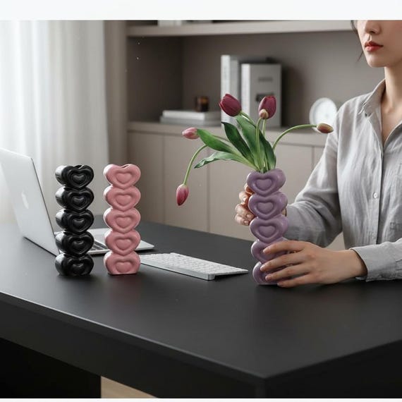 ハート型スティック付き陶器花瓶 国内発| SELETTI Love in Bloom ハート型ベース 花瓶 White (SELETTI