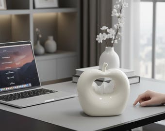 Caja de pañuelos de cerámica con forma de manzana / Decoración moderna para el hogar y la mesa de comedor