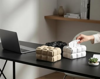Caja de pañuelos de cerámica / Decoración minimalista moderna para el hogar / Sala de estar y mesa de comedor