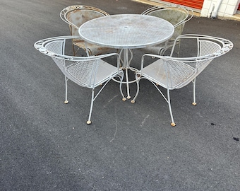 Vintage Wrought Iron Woodard Patio Set - Table & 4 Chairs