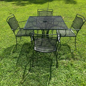 Wrought Iron Woodard Patio Set: Table and 4 Chairs