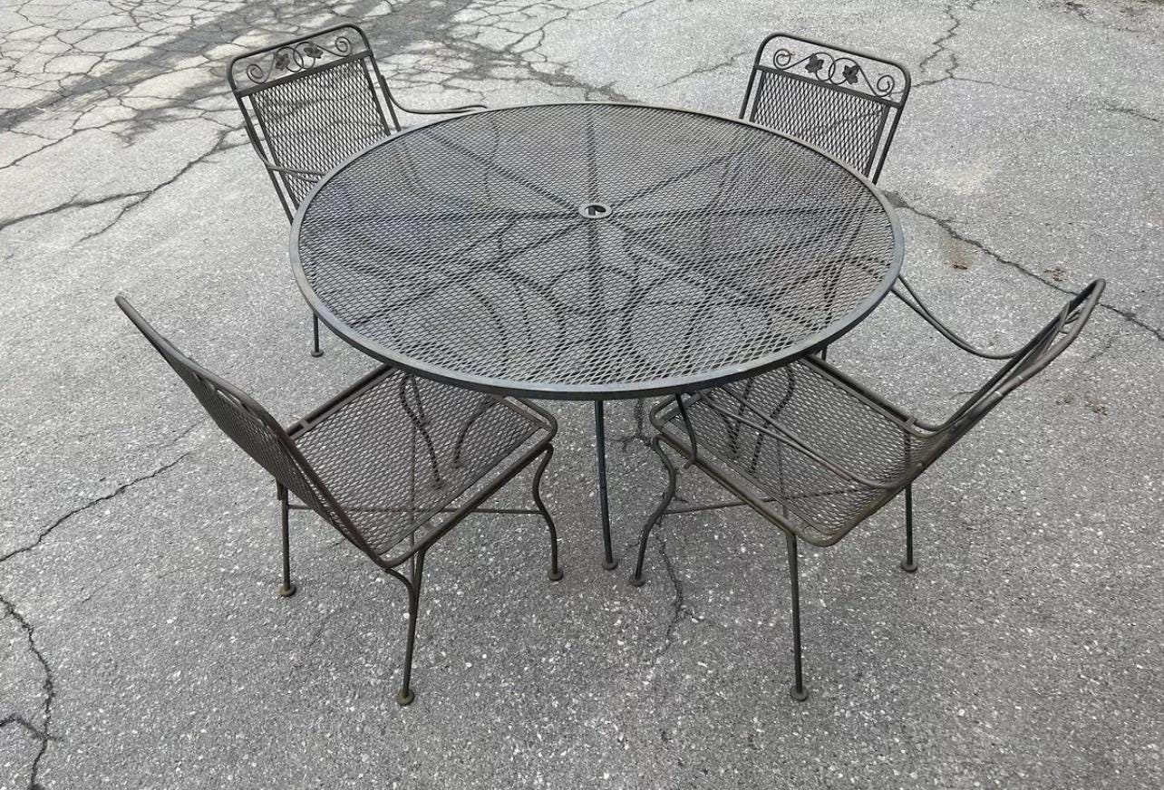Heavy Wrought Iron Patio Set Table and 4 Chairs **