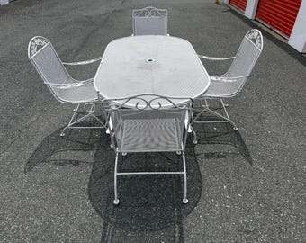 Beautiful Wrought Iron Woodard Patio Set Table & 4 Chairs ***