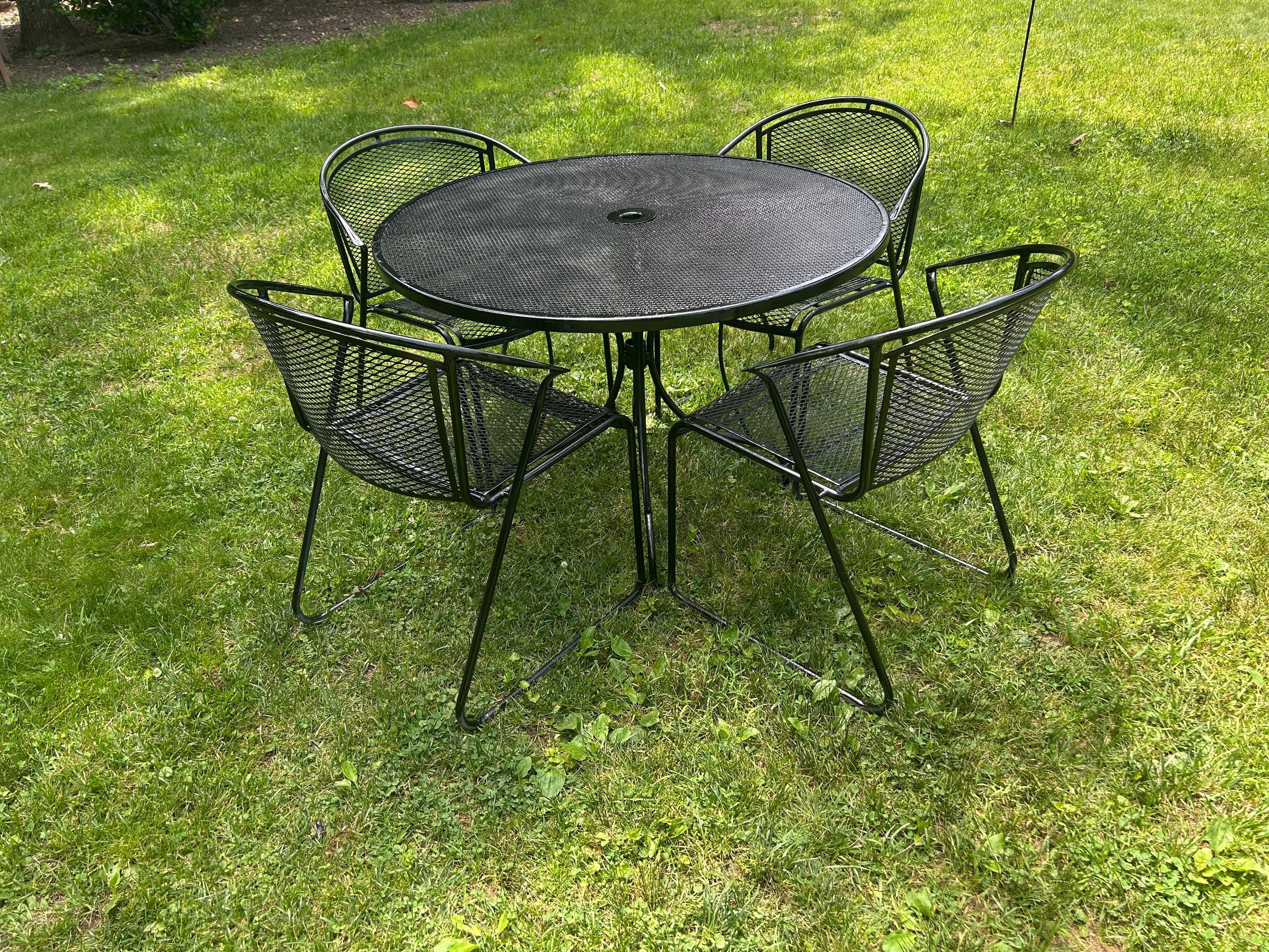 Wrought Iron Patio Set: Table \u0026 4 Barrel Chairs - Etsy, image size:3000x2250