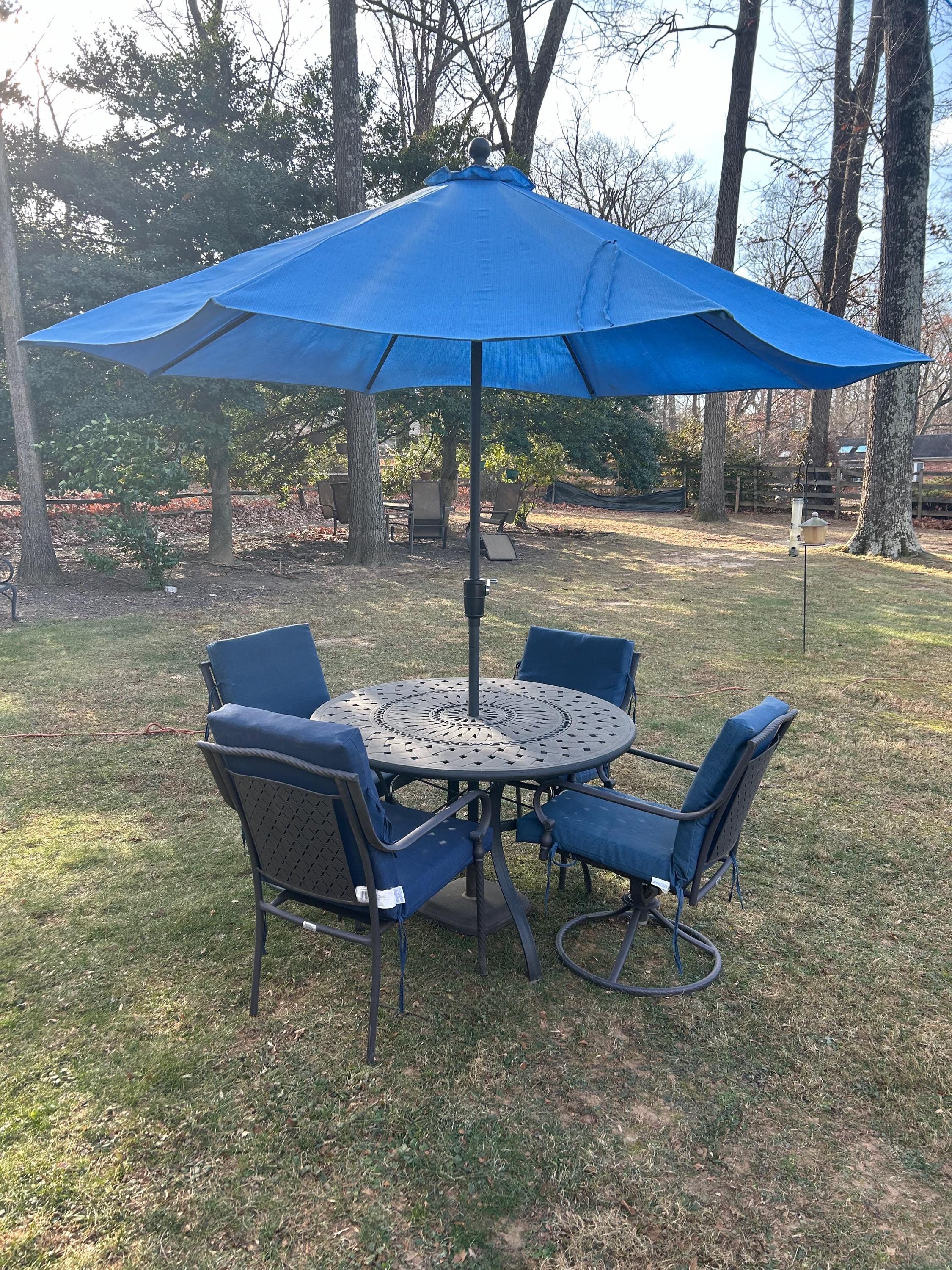 Metal Patio Set: Table, 4 Chairs, Umbrella & Stand - Etsy 日本