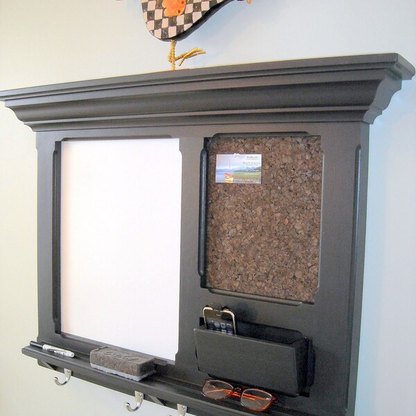Wall Mail Organizer - FitzWoodys Furniture Wood Framed Cork Bulletin Board or Chalkboard with Mail Slot, College Dorm Message Center