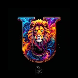 Leo Alphabet &quot;U&quot; Letter Zodiac Digital Art - Personalized Zodiac Signs with Letters