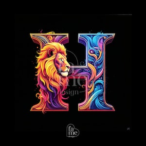 Leo Alphabet &quot;H&quot; Letter Zodiac Digital Art - Personalized Zodiac Signs with Letters