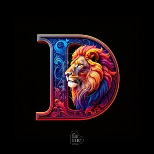 Leo Alphabet &quot;D&quot; Letter Zodiac Digital Art - Personalized Zodiac Signs with Letters