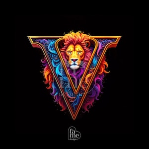 Leo Alphabet &quot;V&quot; Letter Zodiac Digital Art - Personalized Zodiac Signs with Letters