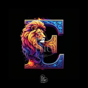 Leo Alphabet &quot;E&quot; Letter Zodiac Digital Art - Personalized Zodiac Signs with Letters
