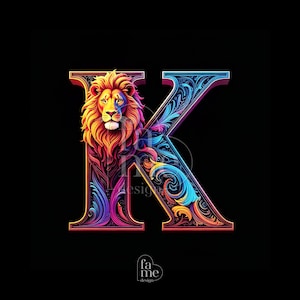 Leo Alphabet &quot;K&quot; Letter Zodiac Digital Art - Personalized Zodiac Signs with Letters