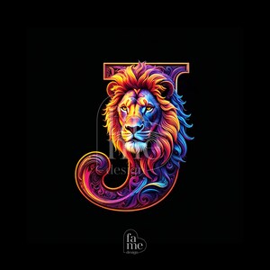 Arte digital del zodiaco con la letra "J" del alfabeto de Leo: signos del zodiaco personalizados con letras