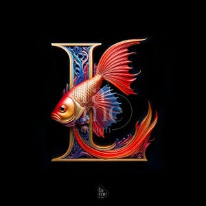 Arte digital da letra "L" do zodíaco de Peixes - Signos do zodíaco personalizados com letras