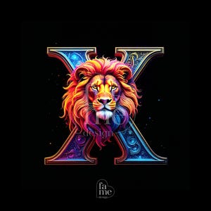 Leo Alphabet &quot;X&quot; Letter Zodiac Digital Art - Personalized Zodiac Signs with Letters