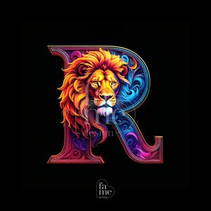 Leo Alphabet &quot;R&quot; Letter Zodiac Digital Art - Personalized Zodiac Signs with Letters
