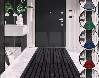 Extra Long Anti-slip Runner 60x180, 80x150, 80x300 cm | Heavy Duty Non-Slip Rubber Backed Kitchen & Hallway Runners Barrier Mat