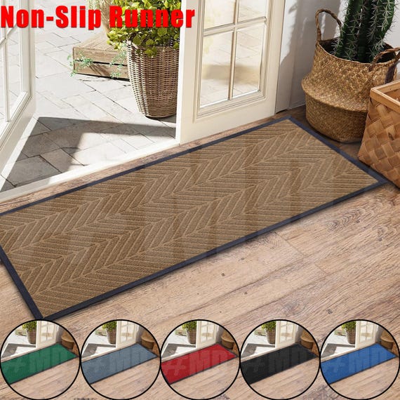 Extra Long Rugs Heavy Duty Non Slip Rubber Backed Hallway Runners Barrier Mat | Embossed Design New in UK