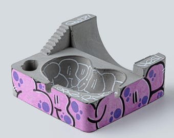 Posacenere in cemento personalizzabile - Design unico fatto a mano con graffiti per skatepark
