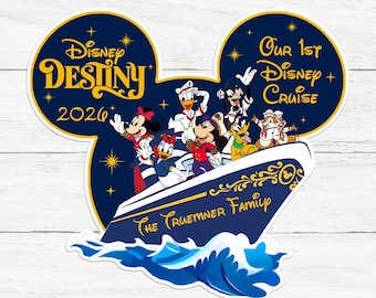 Custom Our 1st DN Cruise Magnet, Personalized DN Cruise Door Magnet, Mickey & Friends Family Trip Cruise Chip 'n' Dale Magnet