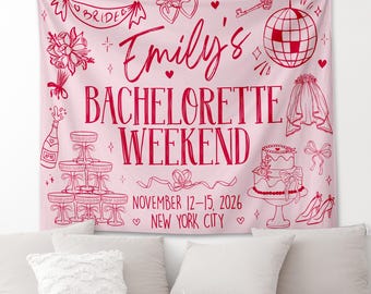 Personalized Bachelorette Party Tapestry, Bachelorette Weekend Banner Backdrop, Coastal Bachelorette Backdrop, Bridal Bach Party Favors