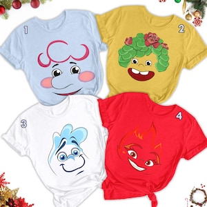 Costume Face Movie Shirt, Funny Magic Characters Halloween Shirt, Fire Water Earth and Air Costume Matching Shirt, Birthday Gift For Kid