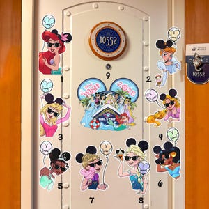 Custom All Princess Characters Girls Trip Cruise Line Magnet, Princess BFF Cruise Magnet, Cinderella Belle Ariel Tiana Family Magnet