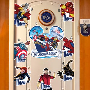 All Characters Day At Sea 2025 Cruise Magnet, Disney Cruise Line Magnet, Super Heroes Family Cruise Ship Stateroom Door Magnet Decor