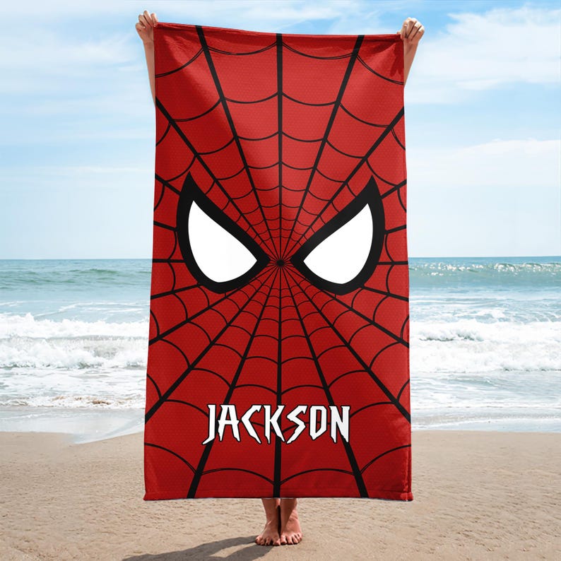 Personalized Spiderman Beach Towels, Spider Superhero Beach Towel for Kids, Spidey and His Amazing Friends Summer Pool Towel, Marvel Gifts image 3